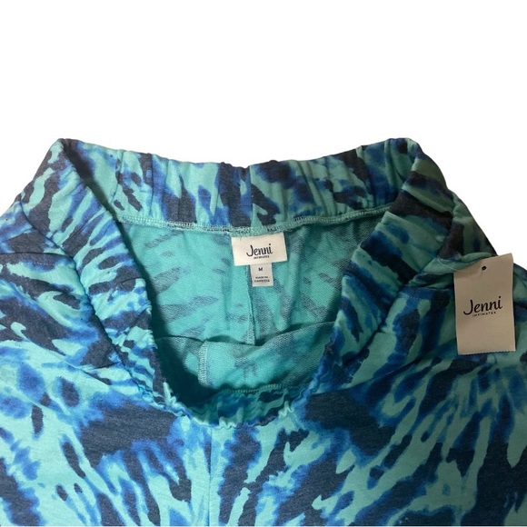Jenni High-Rise Wide-Leg Lounge Pajama Pants Size M Ocean Aqua Tie Dye Burst - Picture 4 of 6